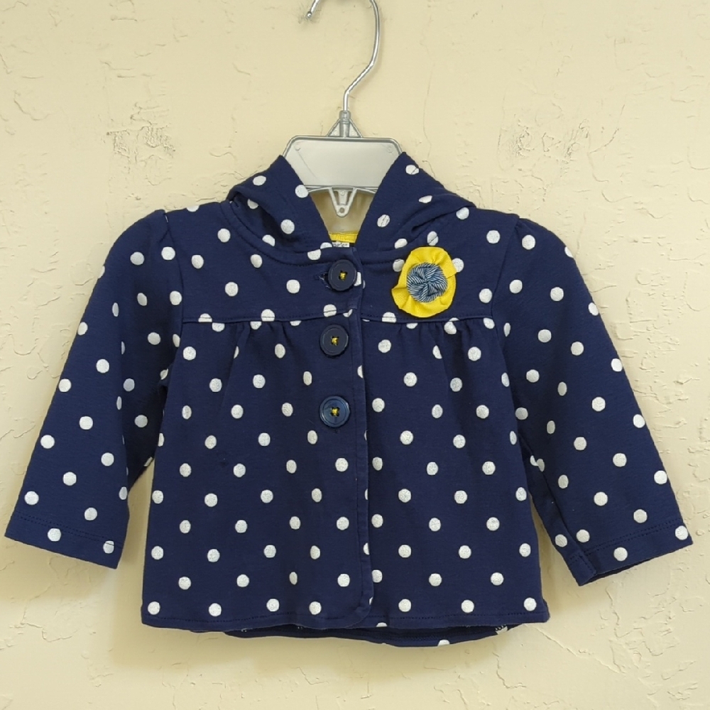 Carter's Baby Girl's Navy Polka Dot Hooded Jacket Size 9 months